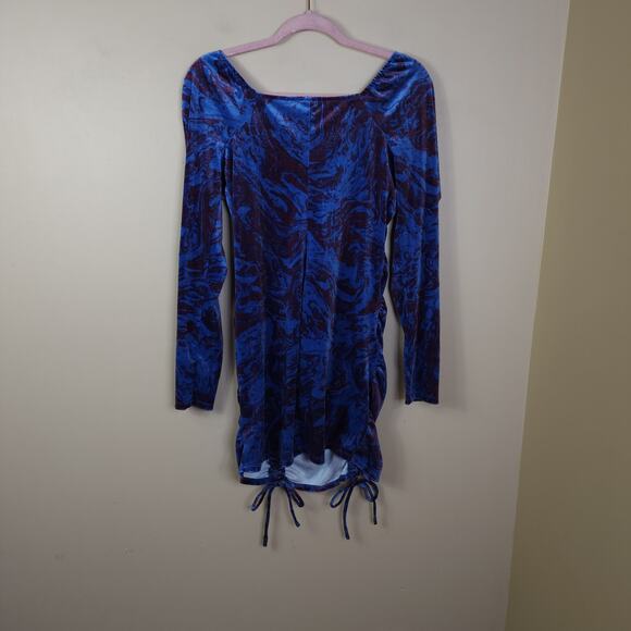 Wild Fable Long Sleeve Ruched Velvet Bodycon Dress in Purple Marble Size L - Picture 7 of 12